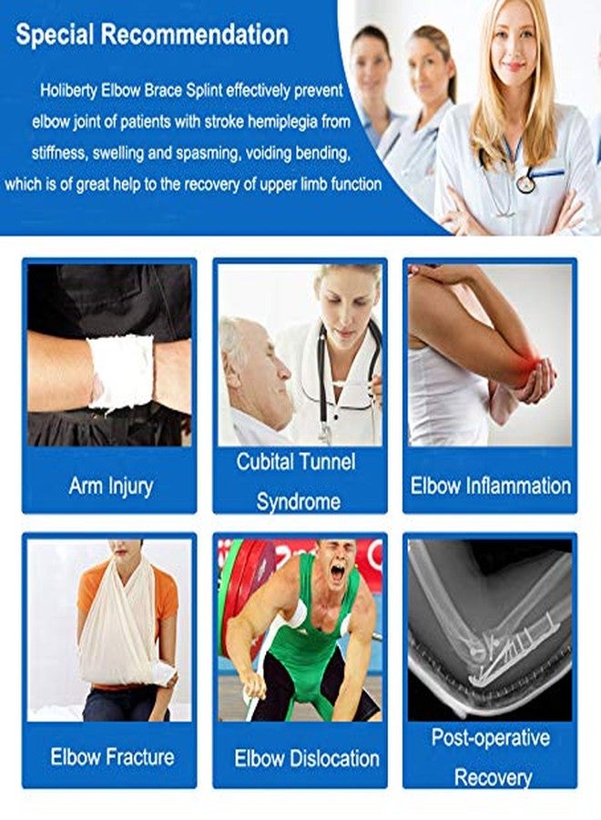 Holiberty Adult Kid Elbow Brace Splint Cubital Tunnel Syndrome Adjustable Elbow Support Brace Fracture Immobilizer Protector Tennis Arm Stabilizer Night Sleep Elbow Arthritis Tendonitis Pain Relief Splint Wrap - Image 3
